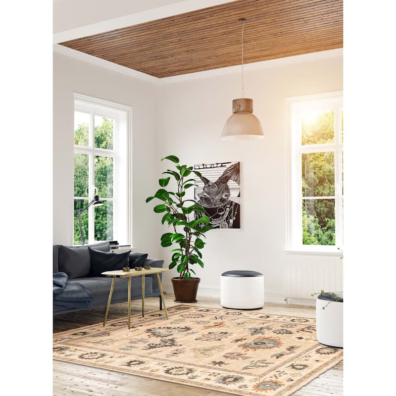 ECARPETGALLERY Hand-knotted Modern Oushak Beige Wool Rug - 8'1 x 9'11