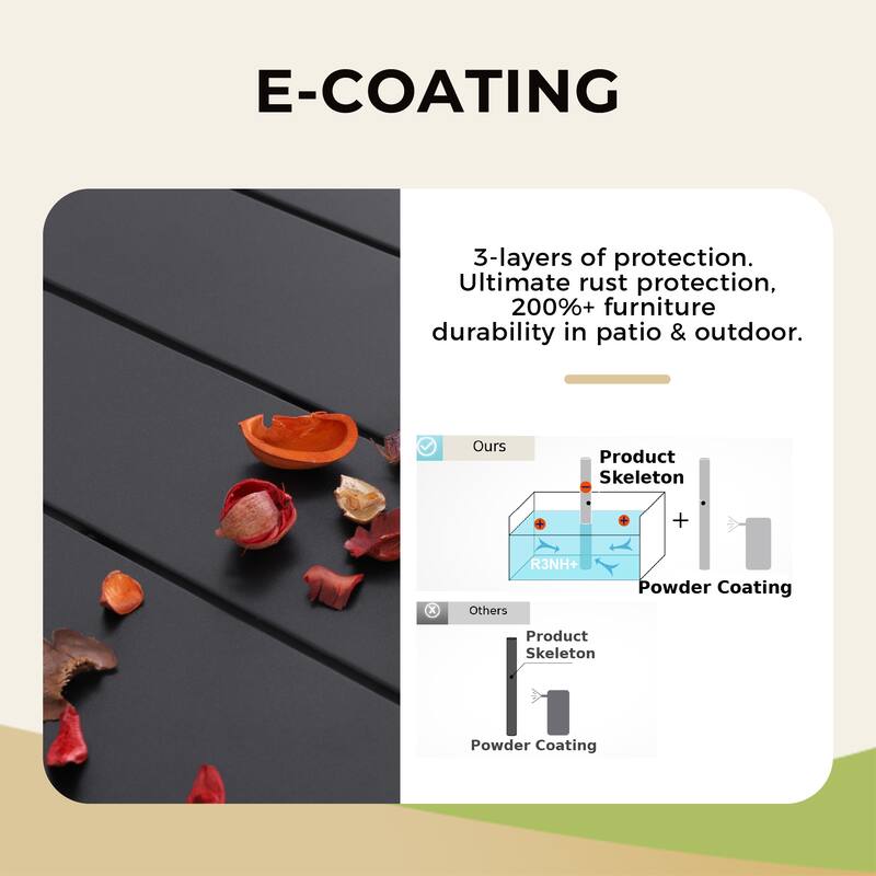 MAISON ARTS Outdoor 5 Pieces Dining Set Metal Table with Umbrella Hole & Stackable Patio Dining Chairs