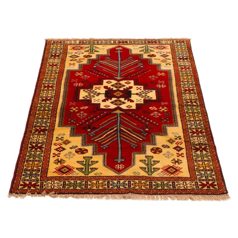 ECARPETGALLERY Hand-knotted Melis Red Wool Rug - 3'11 x 6'5