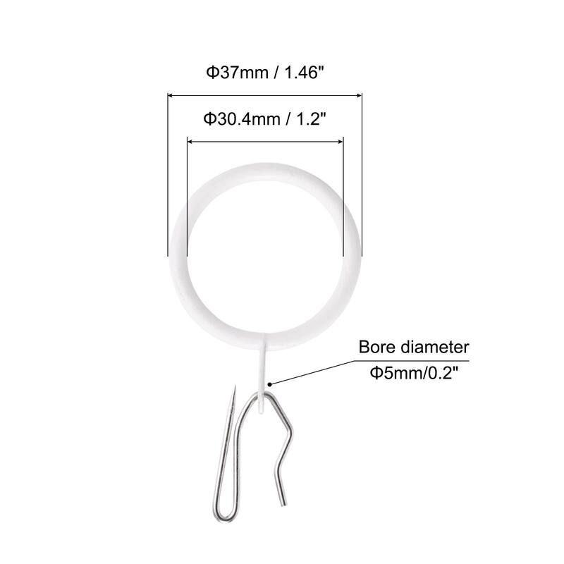 28pcs Metal Curtain Hook Rings with Pin-on Hooks - White - 1.2-Inch