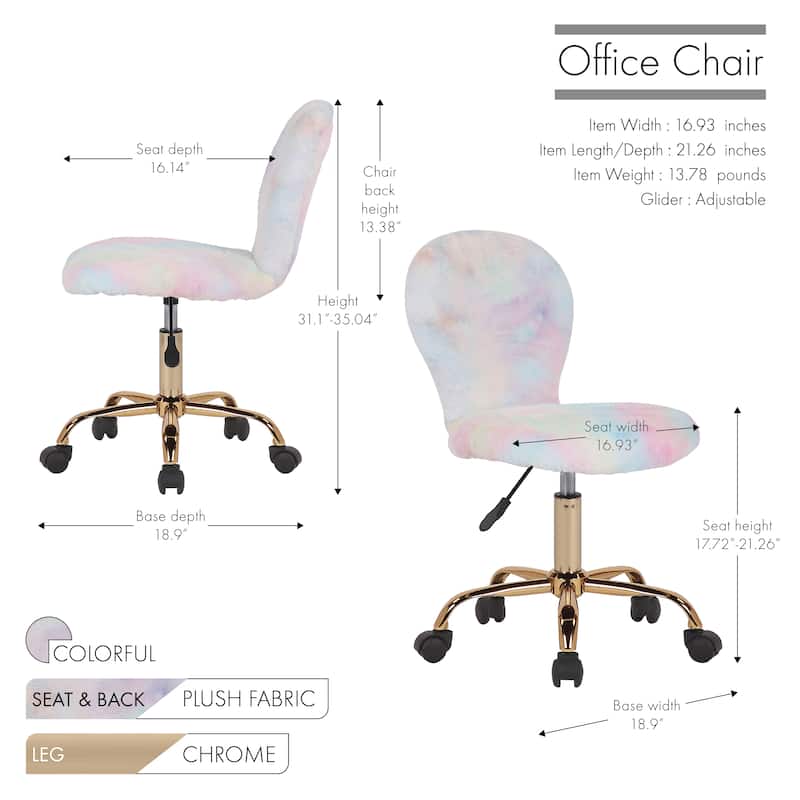 Porthos Home Esme Office Chair, Colorful Plush Fabric, Gold Metal Legs