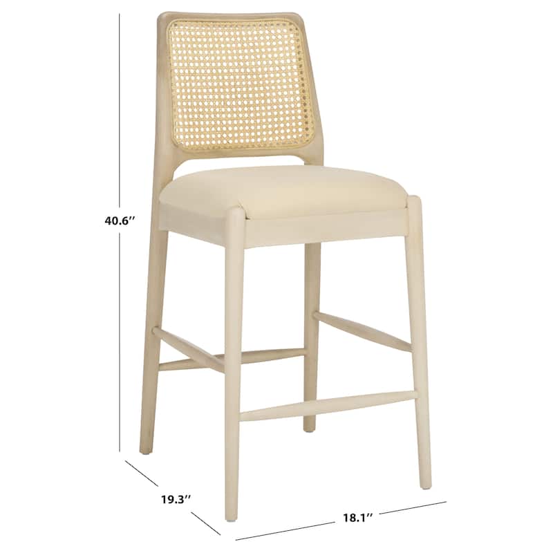 SAFAVIEH Home Reinhardt Rattan Counter Stool - 18"W x 19"D x 41"H