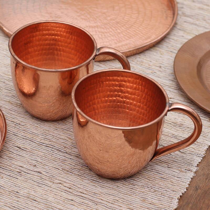 Novica Handmade Warm Glow Copper Mugs (Pair)