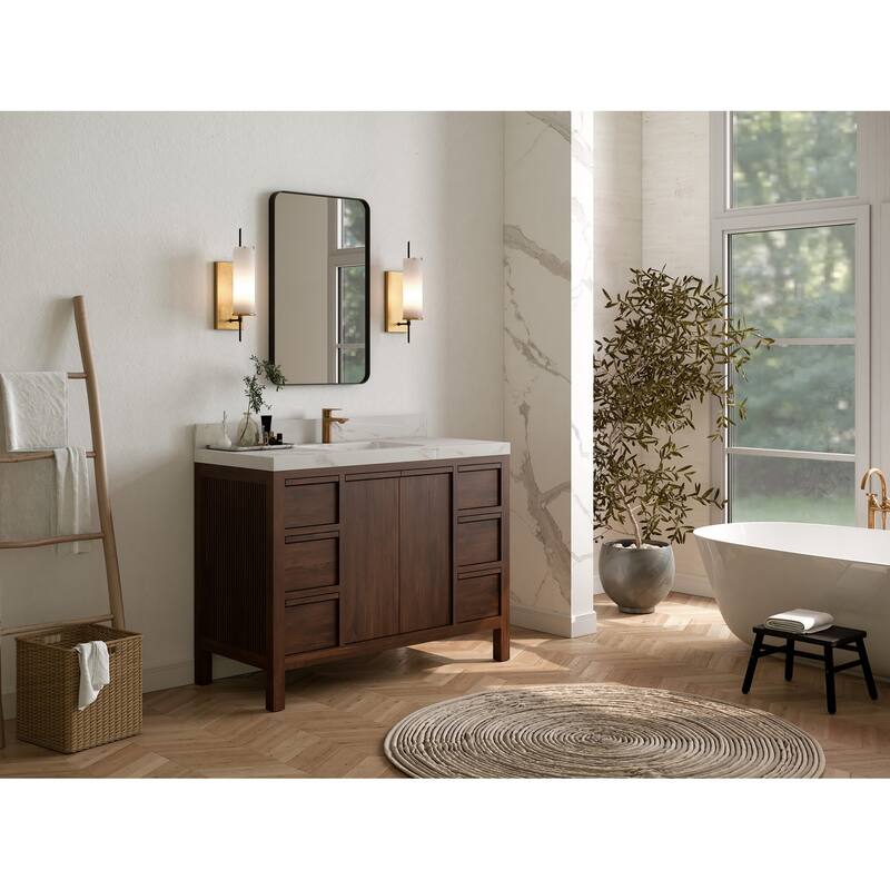 Willow Collections 48 in. W x 22 in. D Elizabeth Solid Teak Single Sink Bathroom Vanity with Countertop