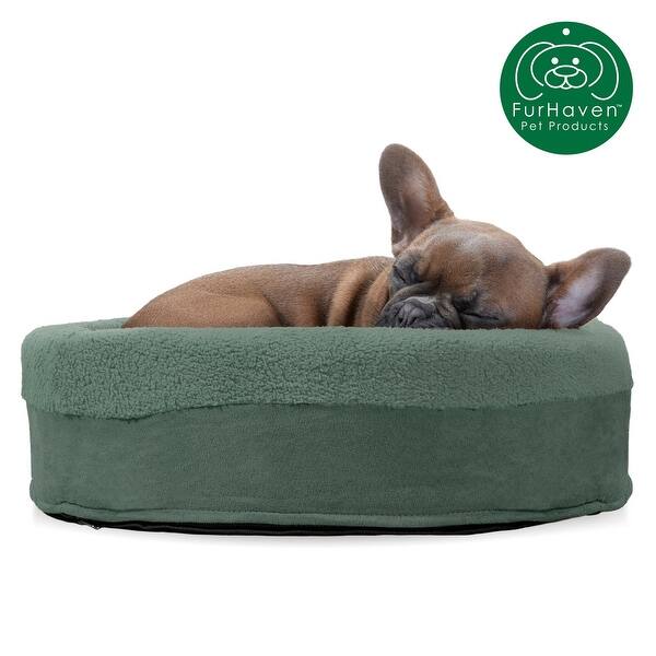 Shop Furhaven Nap Snuggle Terry Suede Oval Lounger Pet Bed 18 Round Overstock 11816974