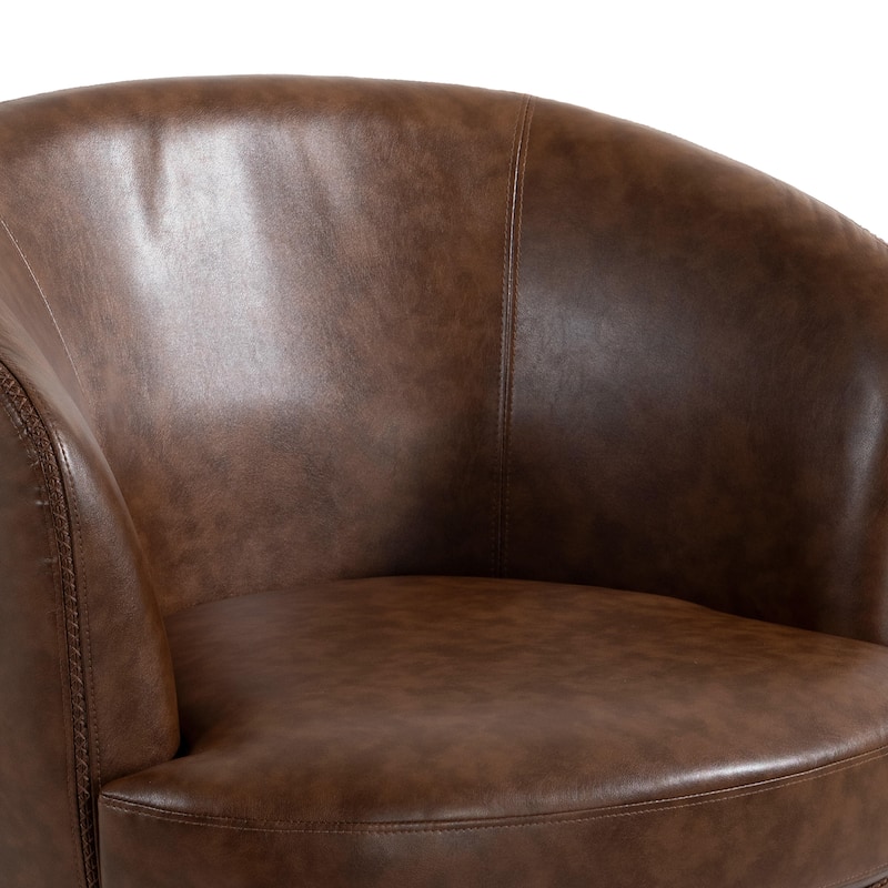 Modern Swivel Leather Accent Chair Upholstered Barrel Chair