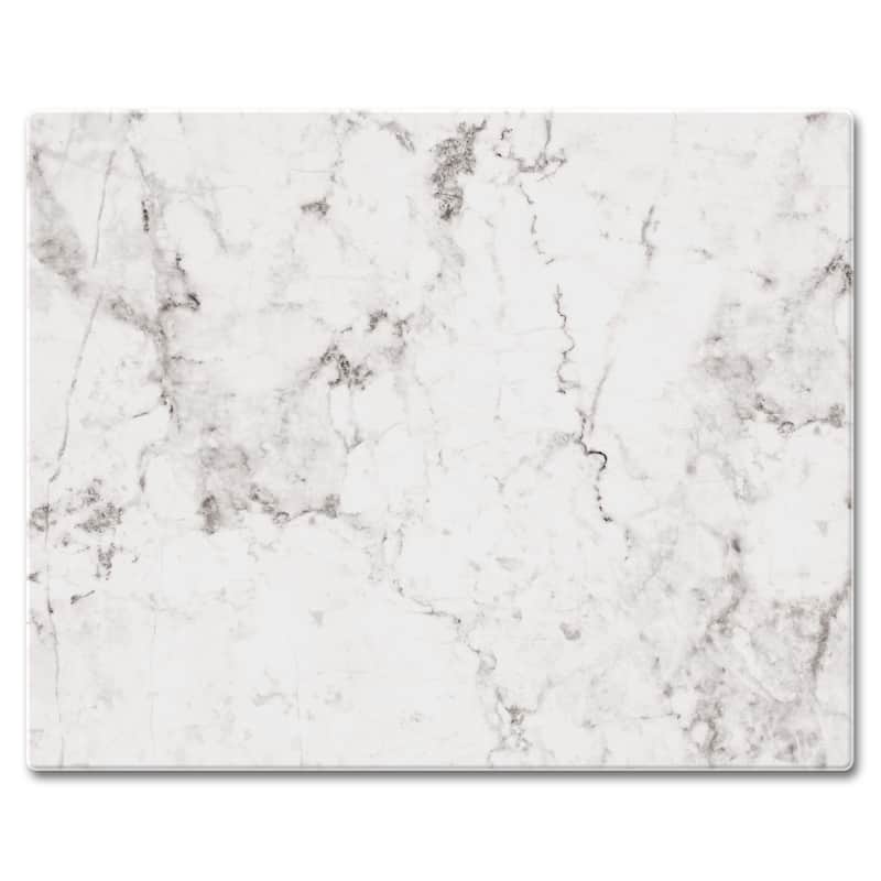 Counter Art Glass Cutting Board / Counter Saver 12"x15", White Marble - 12"x15"