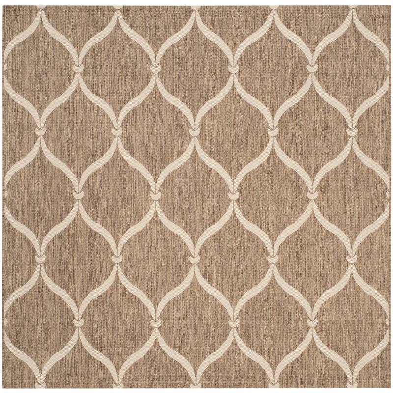 SAFAVIEH Courtyard Liya Indoor/ Outdoor Waterproof Patio Backyard Rug - 6'7" Square - Brown/Beige