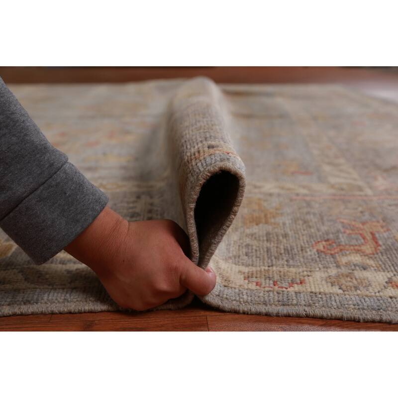 Hand Knotted Oriental 100% Wool Carpet Transitional All-Over Greys & Charcoal Oushak Area Rug - 9' 9'' X 7' 10''
