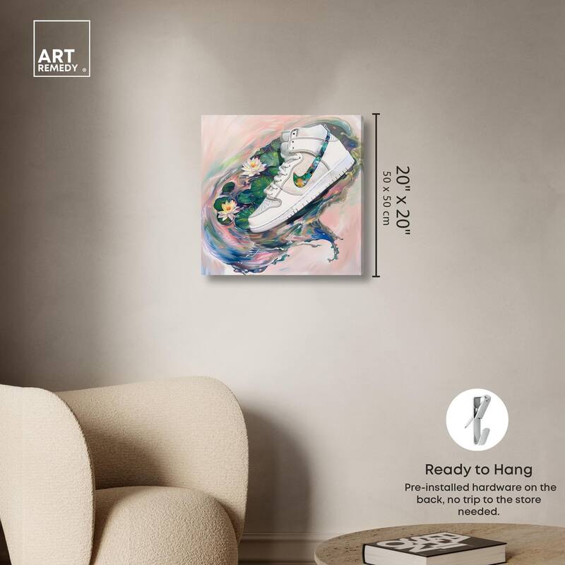 Lilypads Sneaker Splash Canvas by Art Remedy, Gallery Wrapped