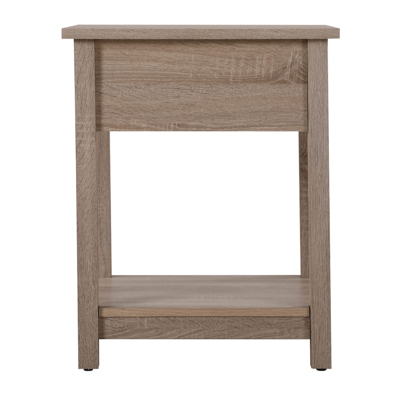 Sandle Wood Nightstand 24x20x19 Warm Compact Bedside Table with Contemporary Finish, Easy Assembly and Modern Storage