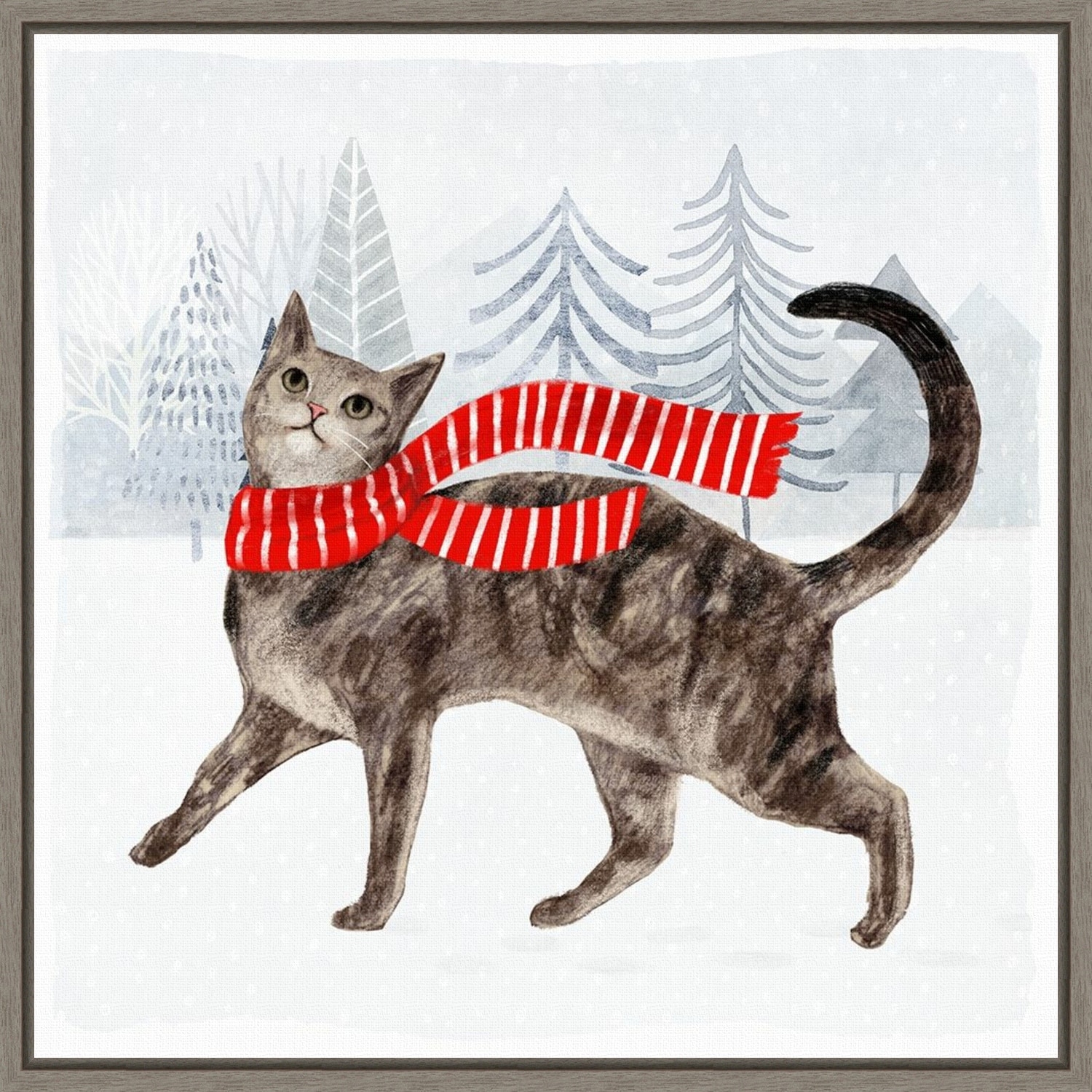 Christmas Cats and Dogs I by Victoria Borges Framed Canvas Art