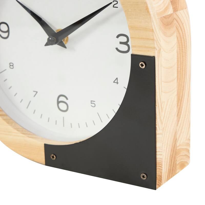 Light Brown Wood Round Abstract Decorative Clock
