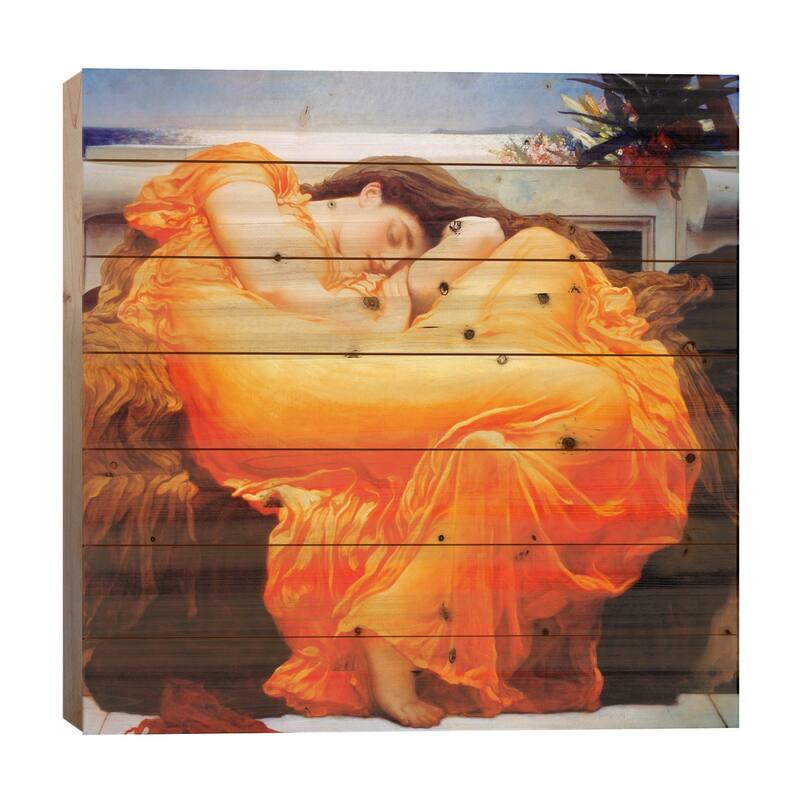 Flaming June Print On Wood by Frederic Leighton - Multi-Color - 26x26x1.5