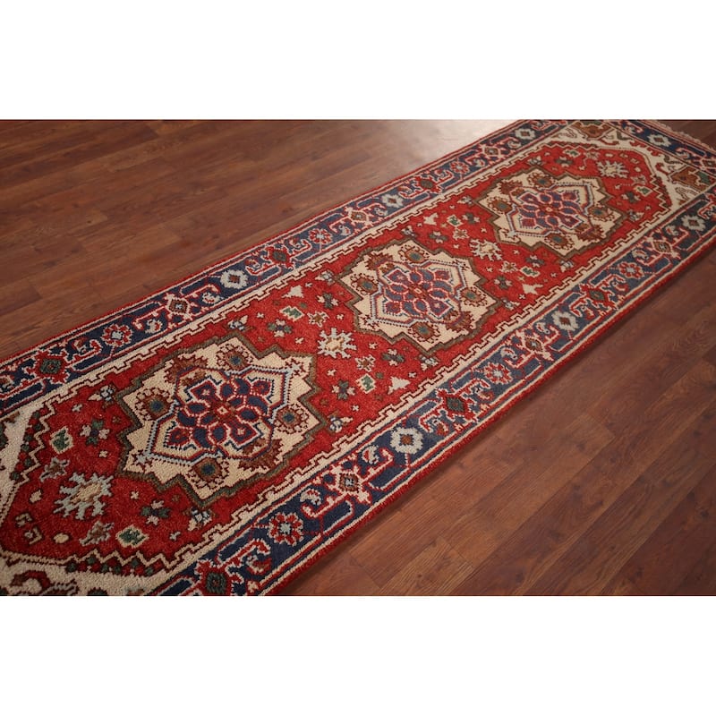 Geometric Heriz Serapi Runner Rug Handmade Wool Carpet - 2'5"x 7'10"