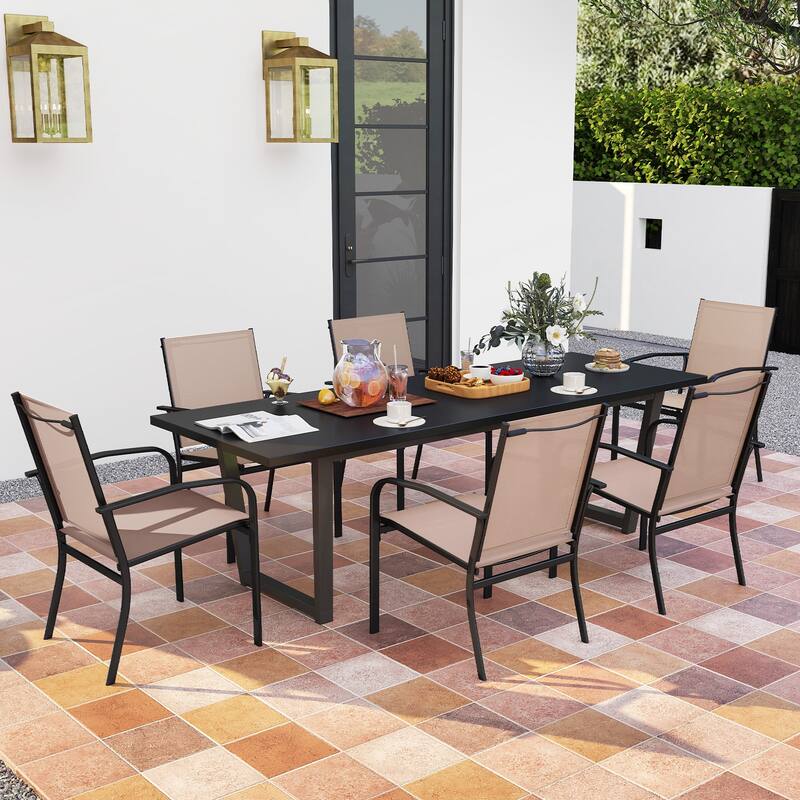 Gymax Outdoor Dining Chairs Set of 4 w/ Breathable Fabric Armrests