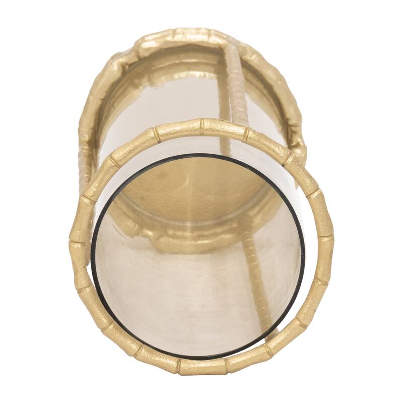 Sagebrook Home Metal, Hurricane Holder, Gold, Cylinder, Solid Color