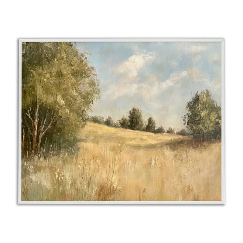 Stupell Classic Country Field Framed Giclee Art Design By Petal Prints Design - 30 x 24 - White