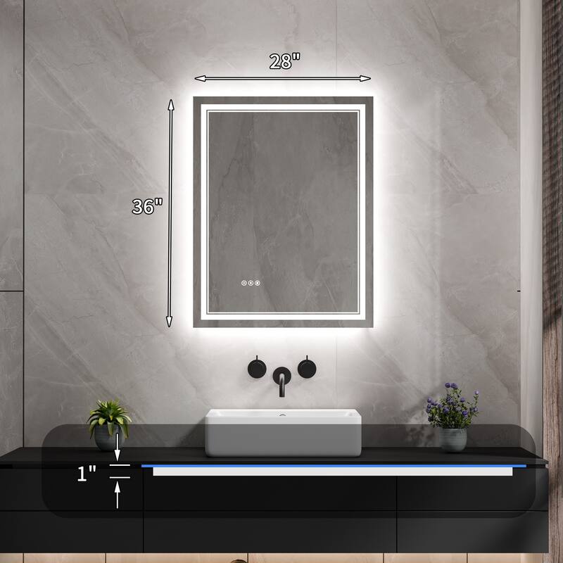 Modland Small Size LED Bathroom Mirror Back & Front Lighted Anti-Fog