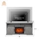 preview thumbnail 36 of 37, 68" Farmhouse Sliding Barn Door Fireplace TV Stands Console Table with 23" Electric Fireplace