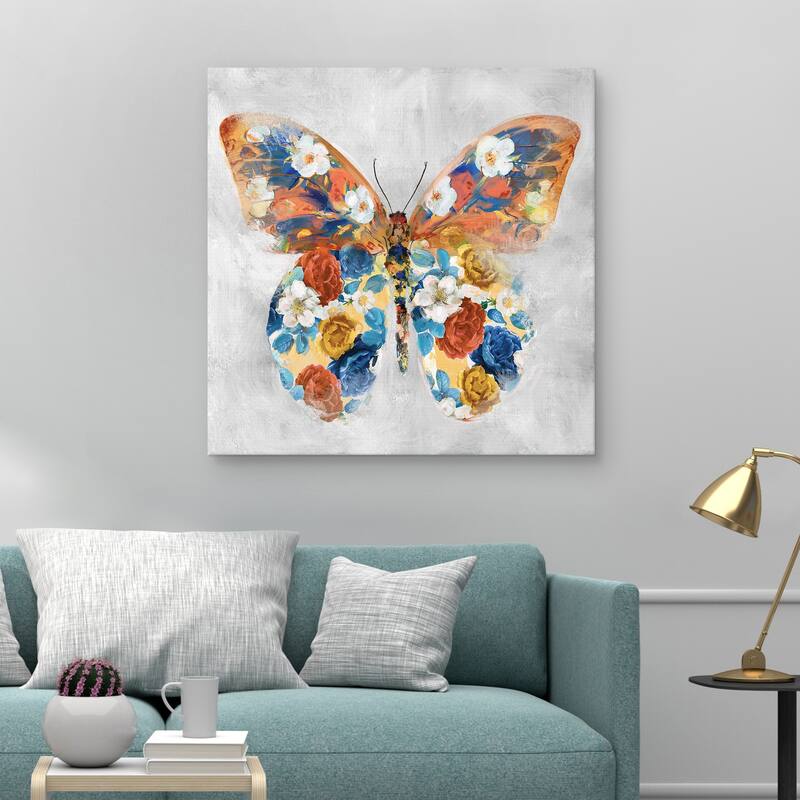 Papillon Fleurs I by Studio Arts Canvas Art Print