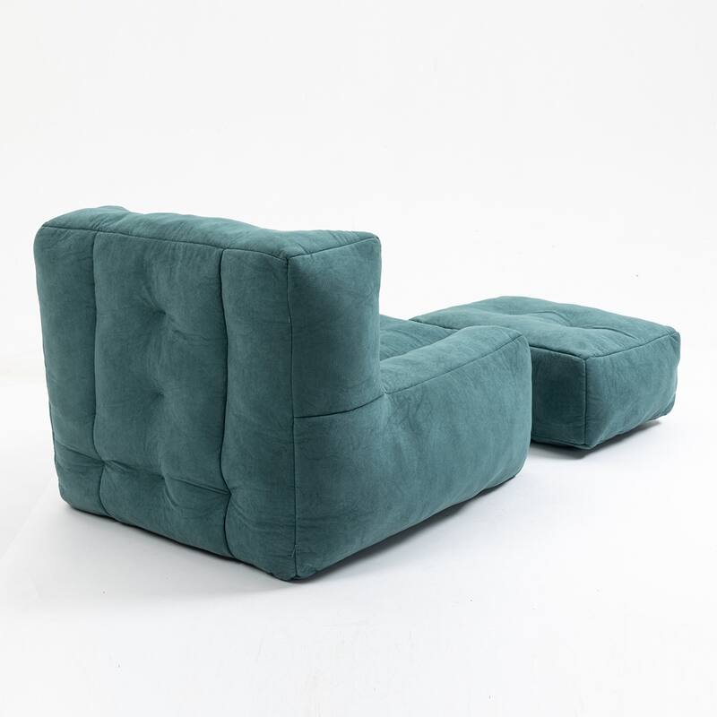 Comfortable Fluffy Bean Bag Chair with ottoman for living room