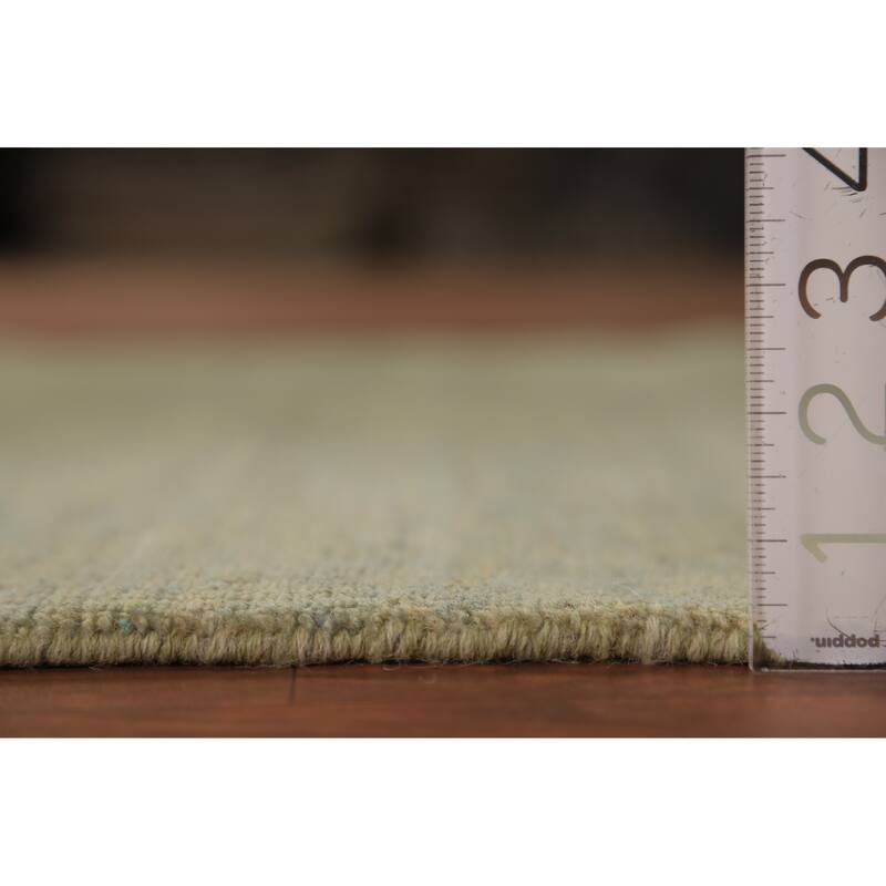 Light Green Modern Gabbeh Runner Rug Handmade Wool Carpet - 3'0" x 9'10"