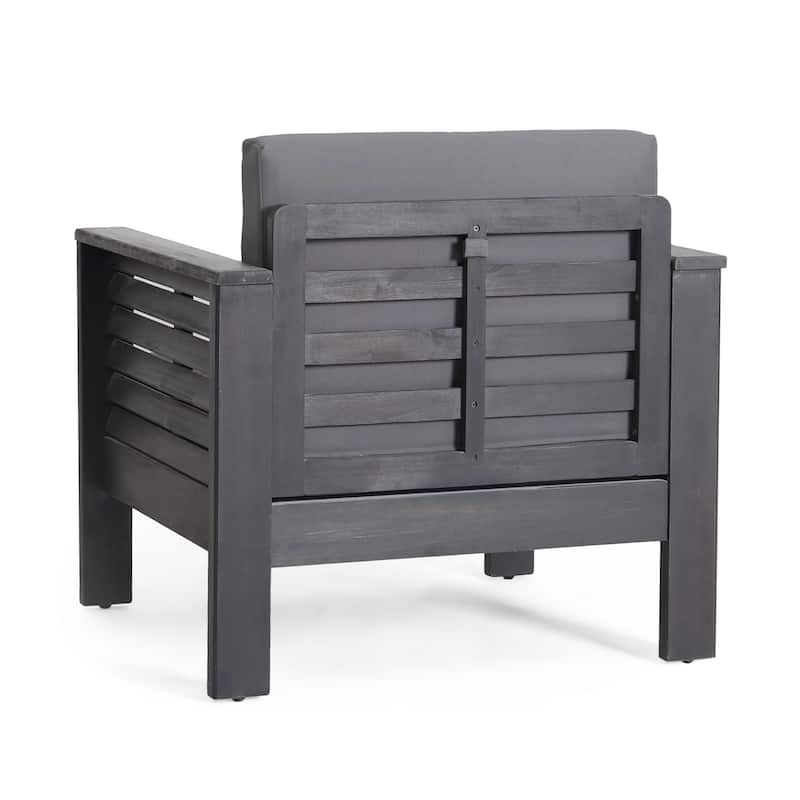 Siyal Outdoor Club Accent Chair Set of 2, Soft Dark Gray, Acacia Wood