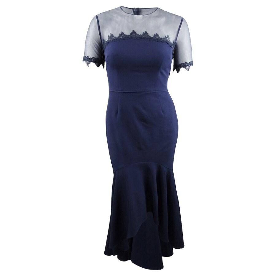 navy high low formal dress