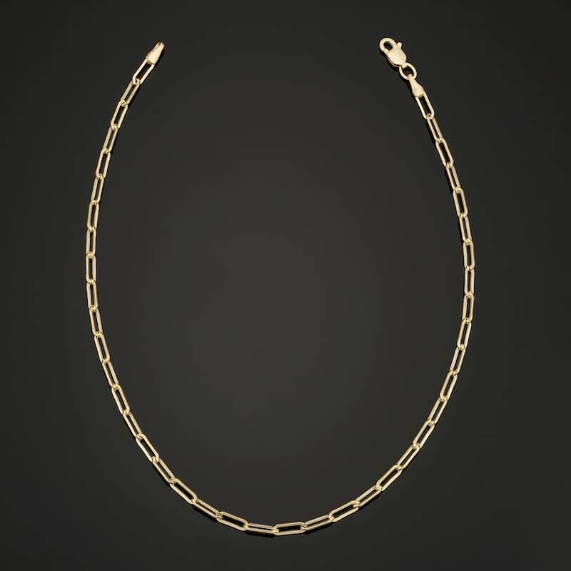 14k Yellow Gold Paperclip Chain Anklet (2.5 millimeters, 10 inches)