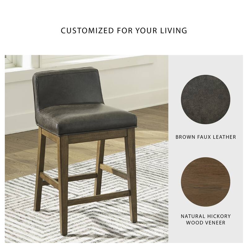 Signature Design by Ashley Cabalynn Black/Dark Brown Upholstered Bar Stool (Set of 2) - 19.5" W x 22" D x 31.88" H