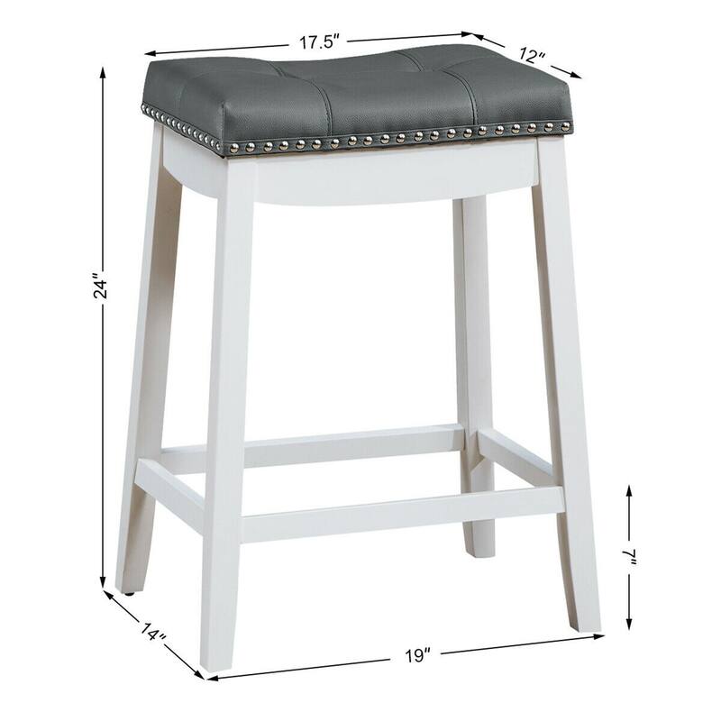Gymax Set of 2 Nailhead Saddle Bar Stools 24'' Counter Stools White - See Details