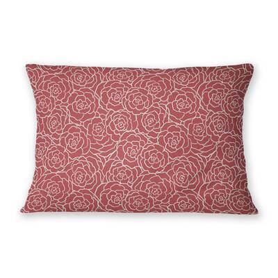 FIELD OF AUTUMN ROSE RED Lumbar Pillow By Jenny Lund