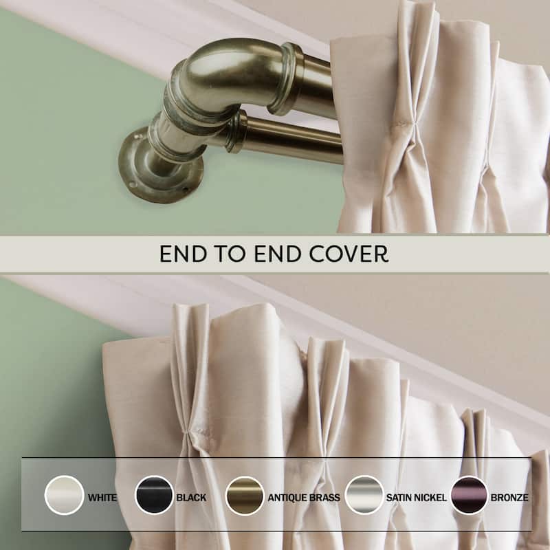 InStyleDesign Industrial Steel Pipe 1-inch Double Adjustable Curtain Rod - 28-48 inches - Antique Brass