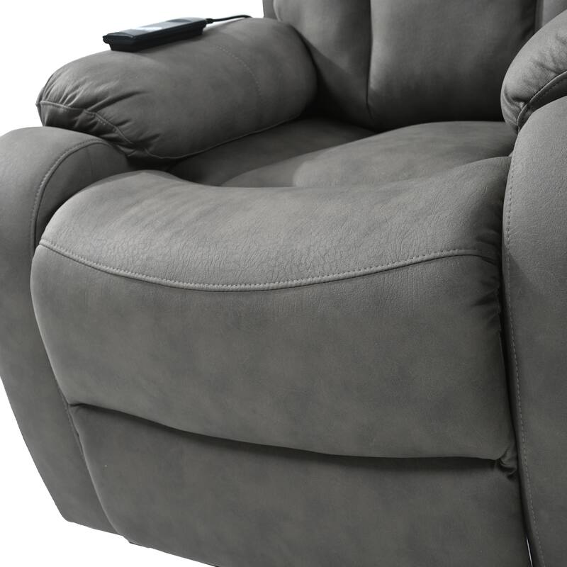 Recliner Chair Wide Seat with Overstuffed Pillows, Remote Control and Side Pocket