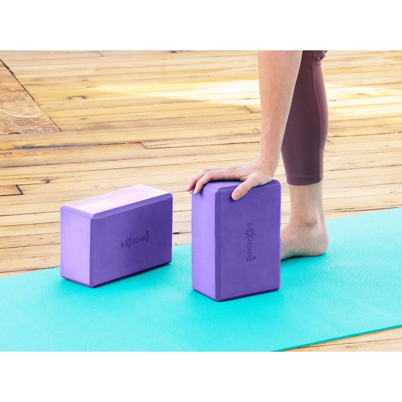 Sol Living Exercise Non Slip Foam Yoga Block 4" x 6" x 9" - 2 Pack
