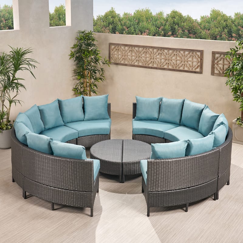 Newton All-Weather Wicker Sectional Sofa Set by Christopher Knight Home
