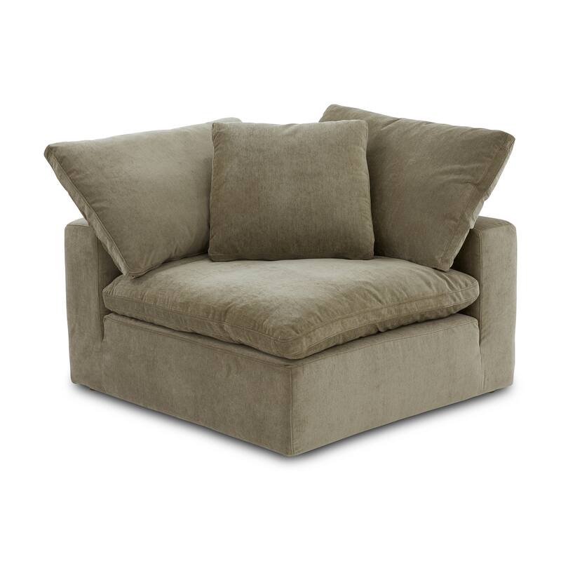Aurelle Home Corbin Modern Modular Sectional Piece - Corner Chair - Resist Performance Desert Sage