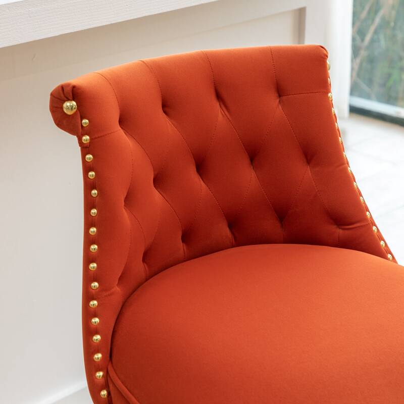 Set of 2 Button-Tufted Counter Stools with Nailhead Trim