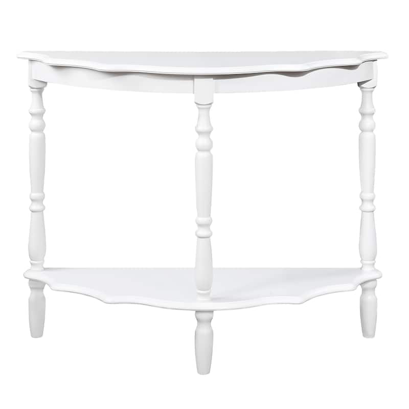 42" Circular Curved Console Table with Cloud Design Top - Milk White