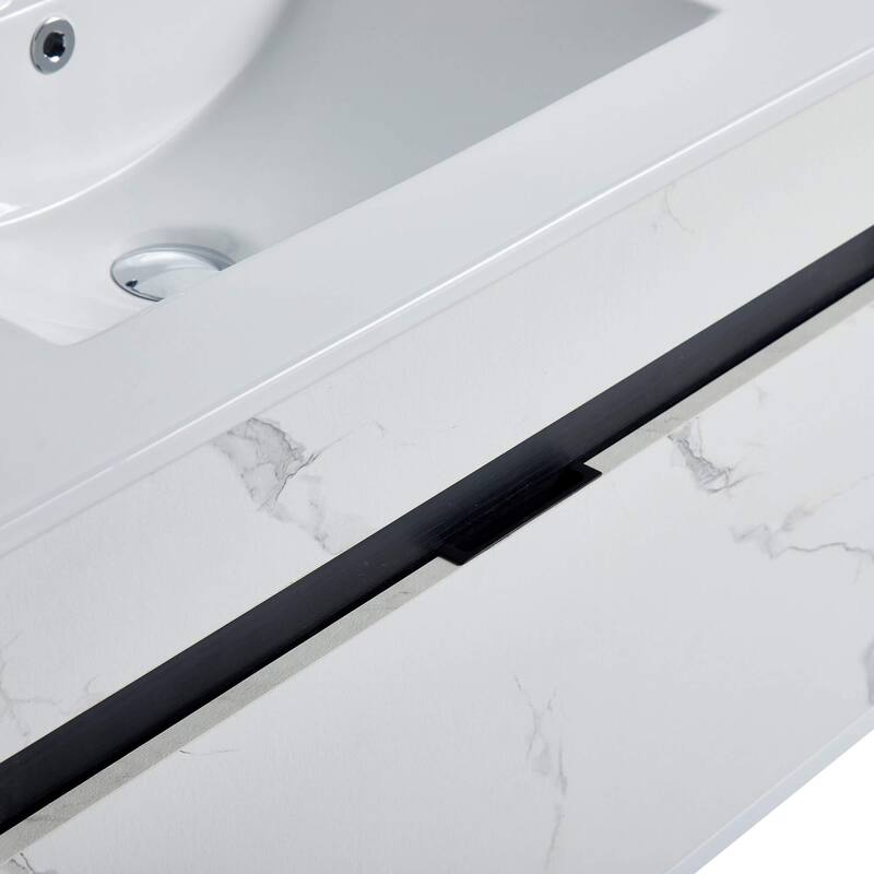 Fine Fixtures - Wall Mount Bathroom Vanity And Sink, Knob Free Design - Alpine Collection -