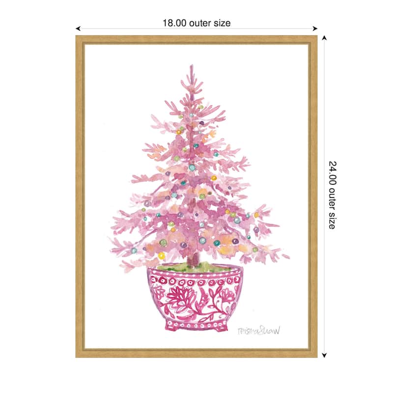 Kate and Laurel Sylvie Framed Canvas Pink Christmas Tree by Patricia Shaw
