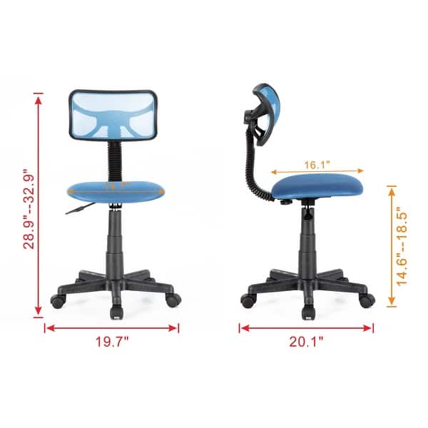 dimension image slide 6 of 8, JJS Kids' Height-adjustable Mesh-back Rolling Swivel Task Chair