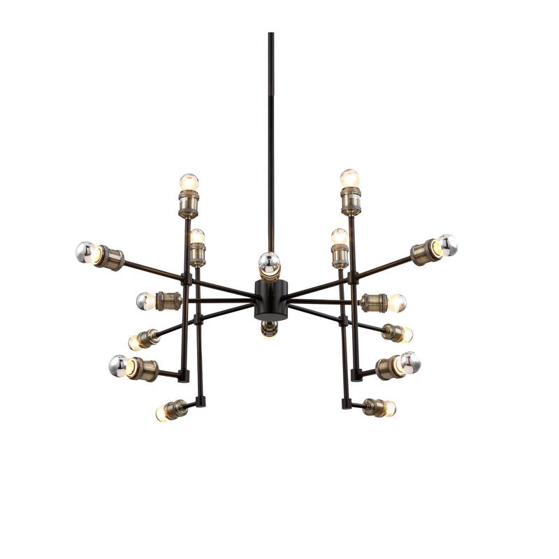 16-Light Gold And Black Metal Chandelier