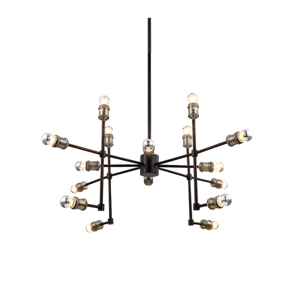 16-Light Gold And Black Metal Chandelier