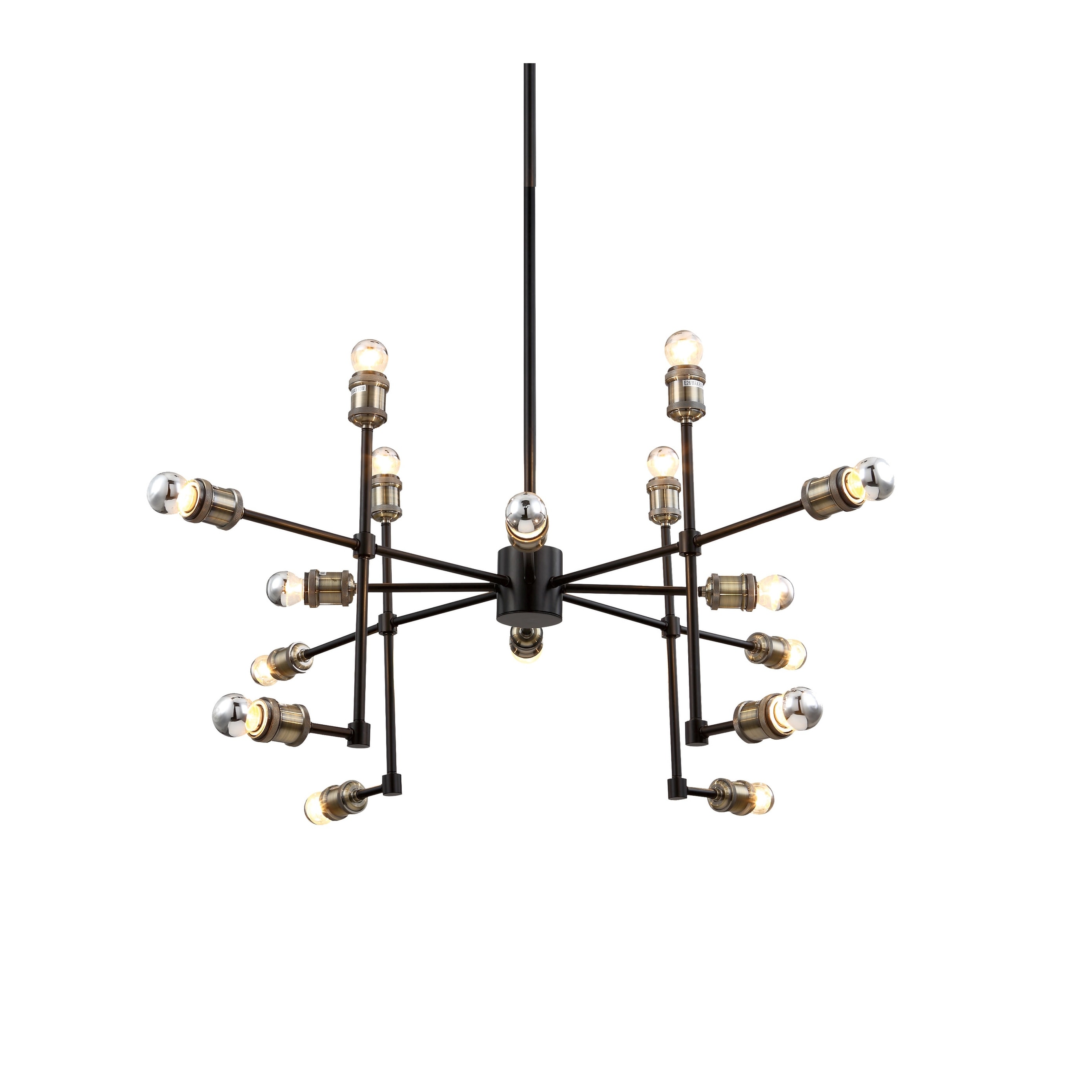 Transitional 16-Light Gold And Black Metal Chandelier