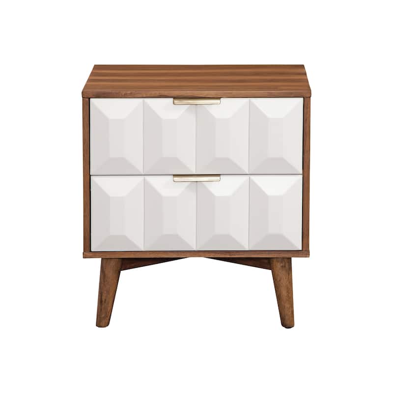 urnished Walnut Nightstand with English Dovetail Drawers - Brown White - 2-drawer
