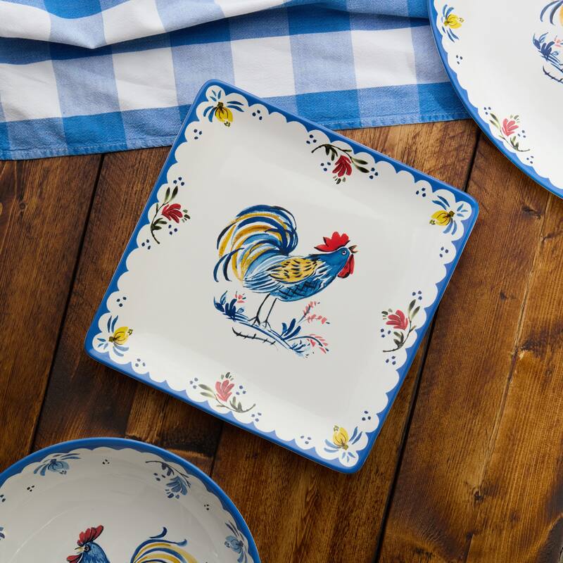 Certified International French Rooster Square Platter 12.5" - 12.50"L x 12.50"W x 1.25"H