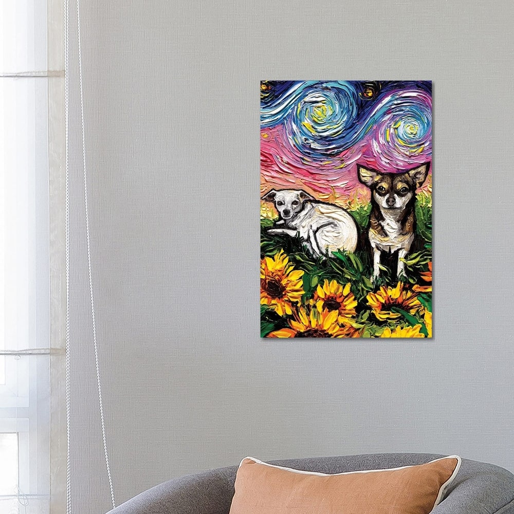 iCanvas "Two Chihuahuas Night" by Aja Trier Canvas Print