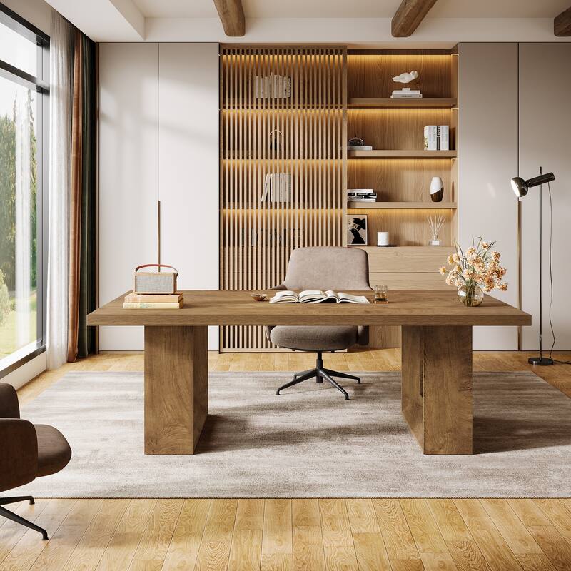 62.99" Home Office Desk, Large Farmhouse Executive Desk, Computer Table for Office